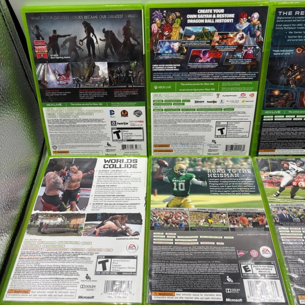 Microsoft Xbox 360 Video Game Lot 12 Games Halo COD NCAA Football 13 Good Bundle